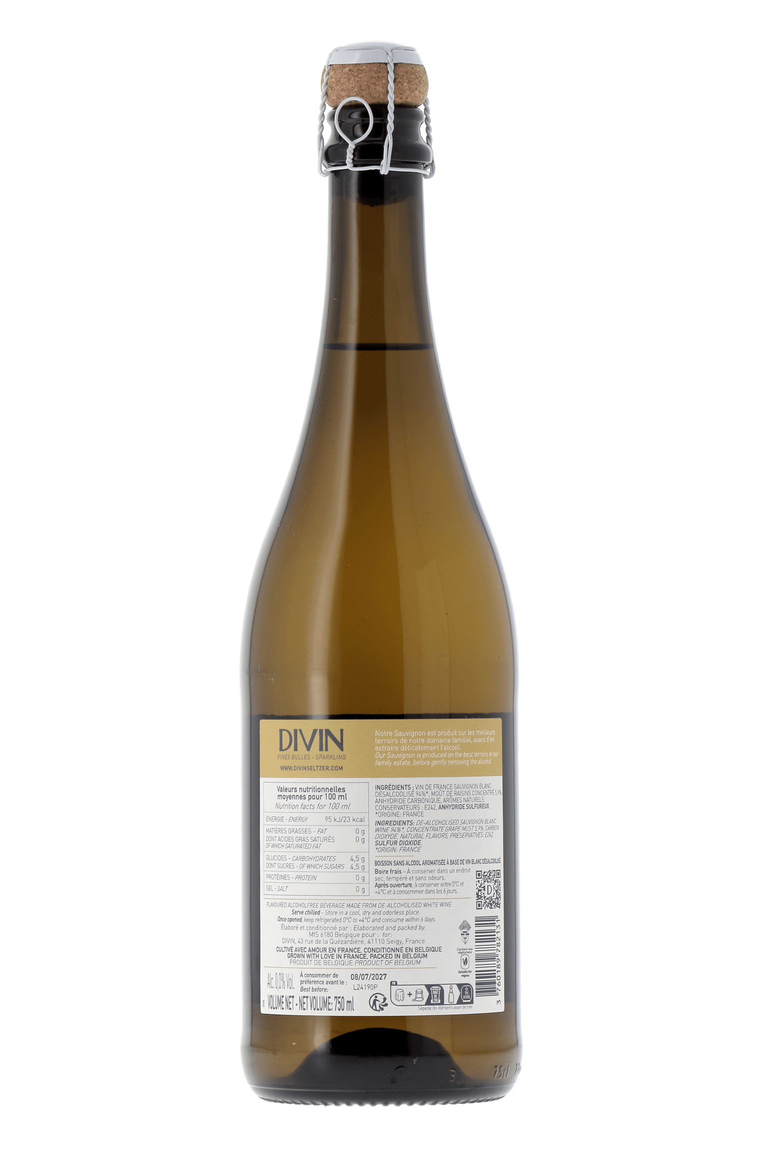 Sauvignon blanc 0.0 % Sparkling Blanc - Divin - frontbs