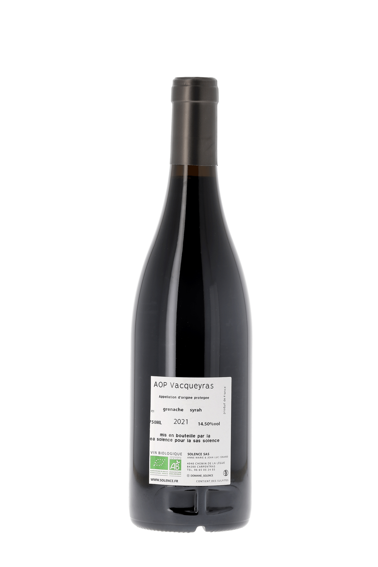 Vacqueyras Domaine Solence 2021 - frontbs