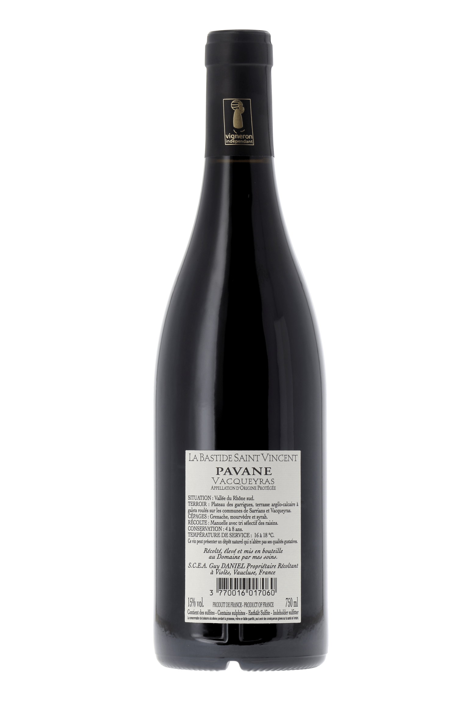 Vacqueyras Pavane La Bastide Saint Vincent 2022 - frontbs