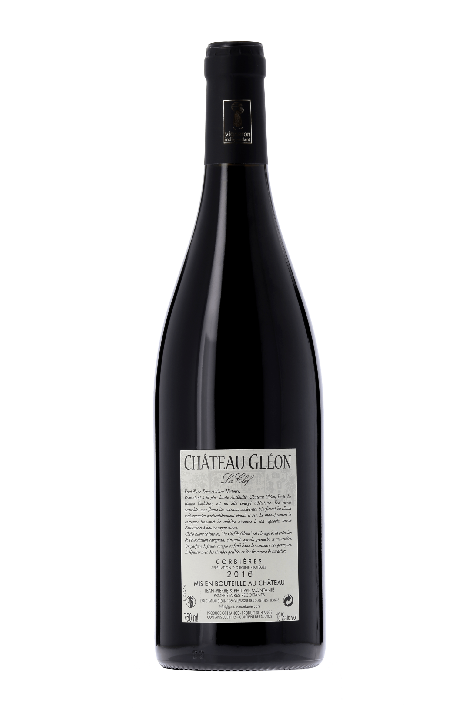 Corbières La Clef Château Gléon 2016 - frontbs