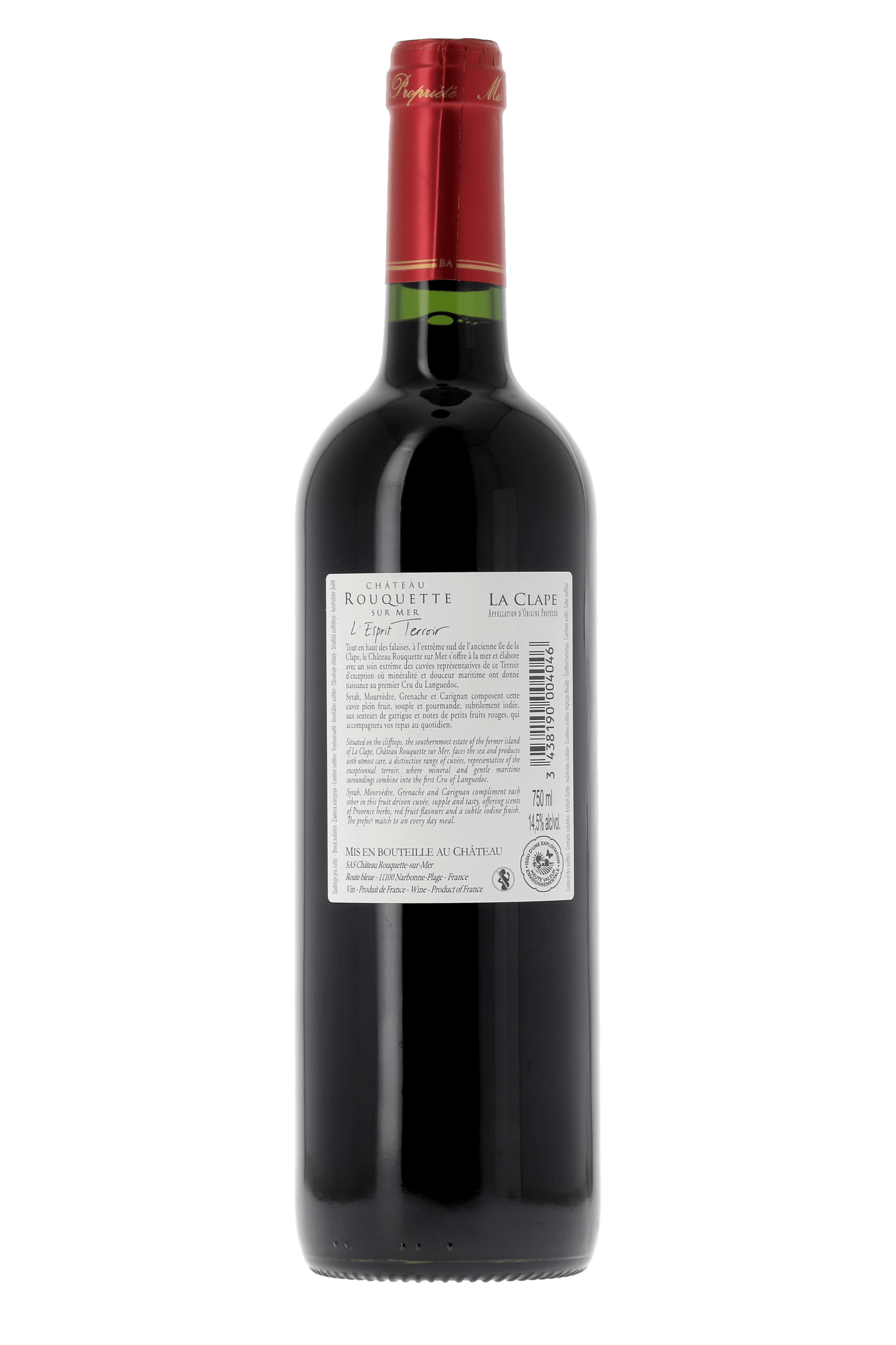 Coteaux-du-Languedoc L'Esprit Terroir La Clape Château Rouquette-sur-Mer 2020 - frontbs