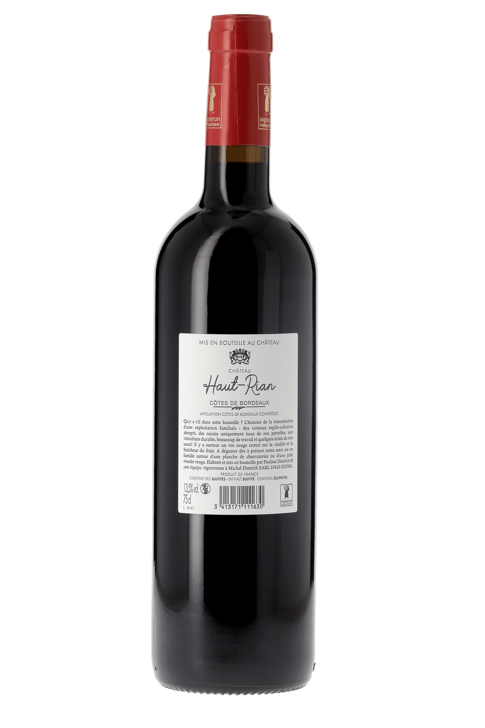 Côtes de Bordeaux Château Haut-Rian 2018 - frontbs