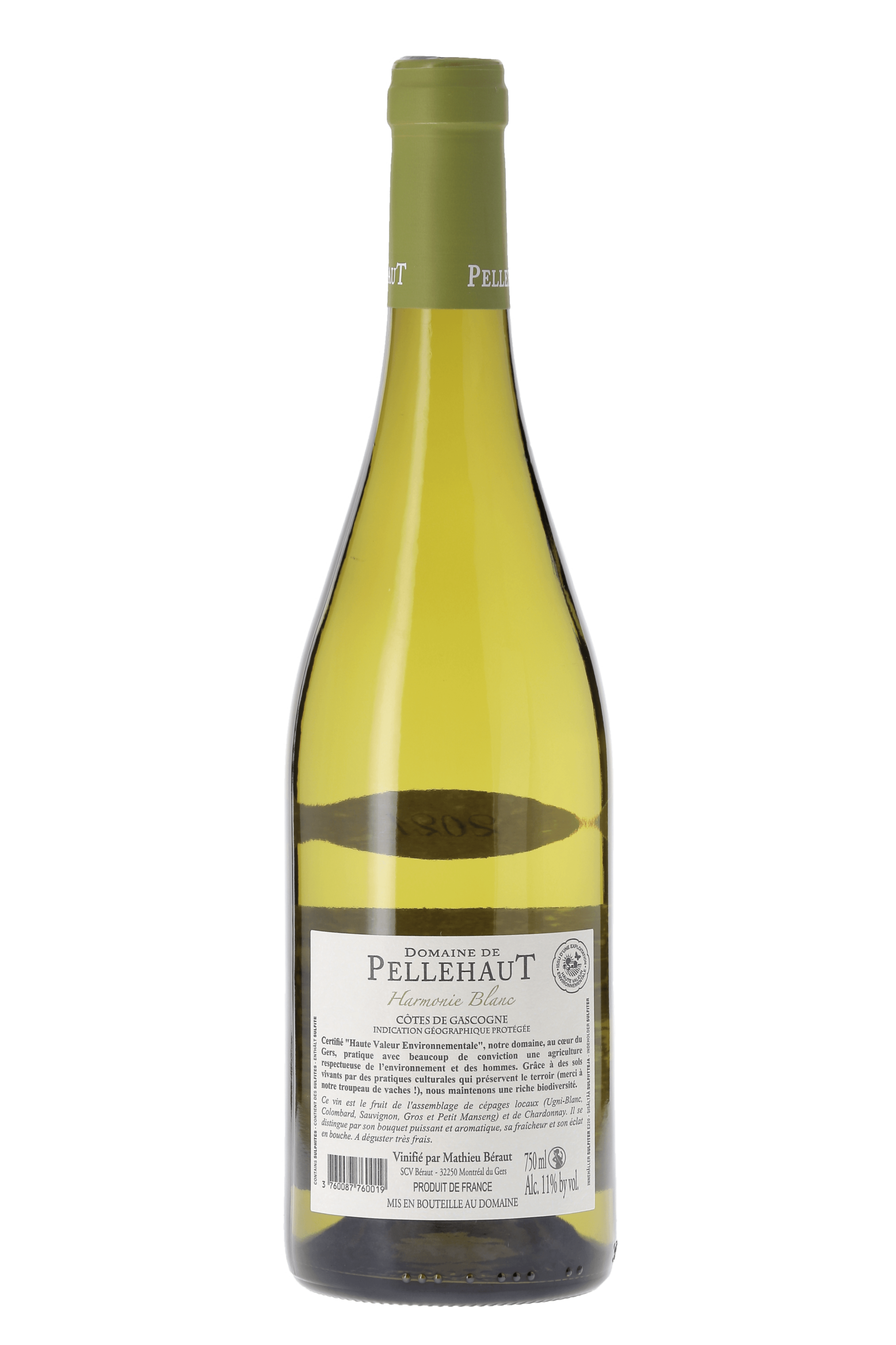 Côtes de Gascogne Harmonie de Gascogne Domaine de Pellehaut 2021 - frontbs