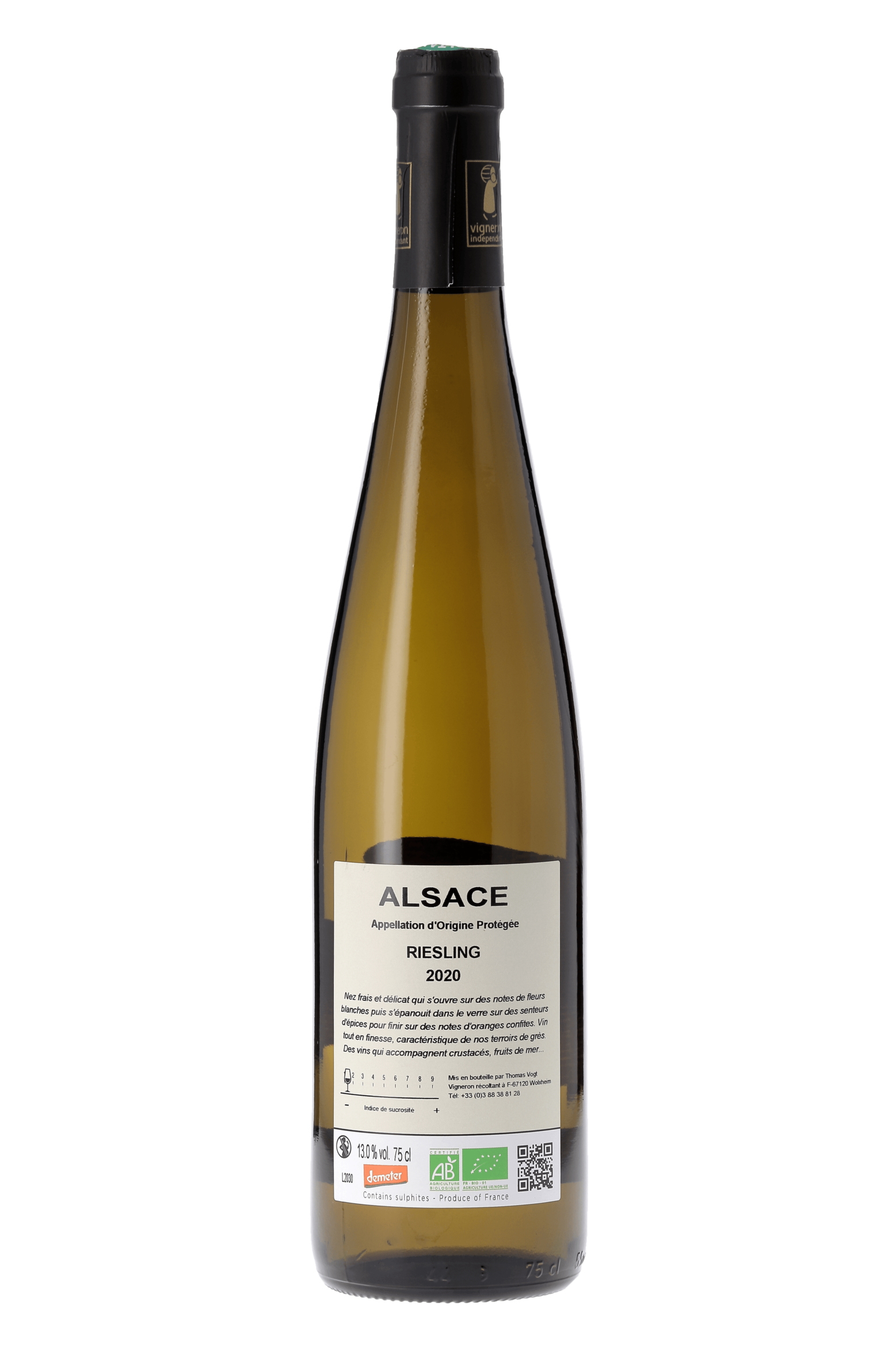 Alsace Riesling Domaine Laurent Vogt 2020 - frontbs