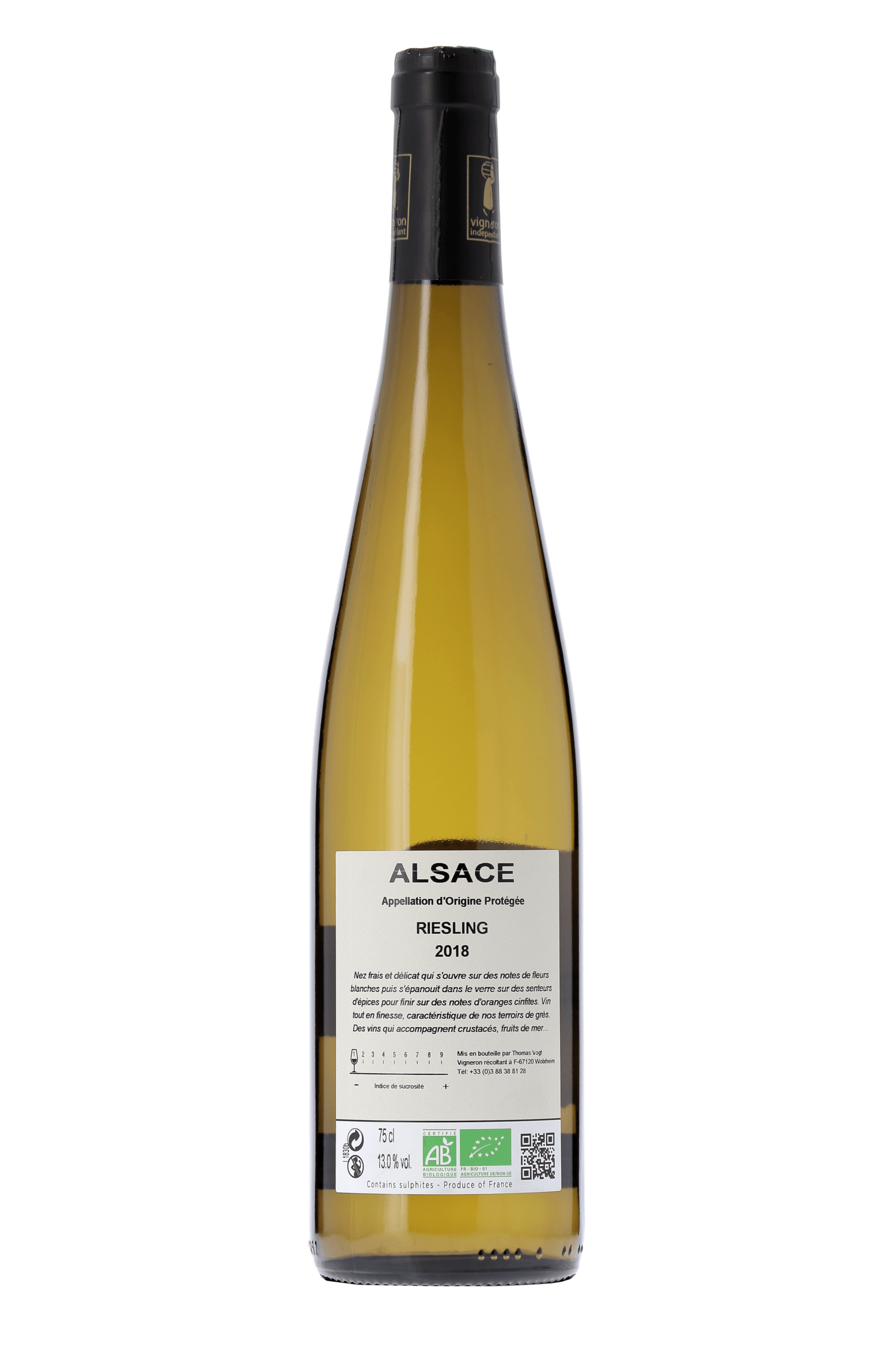 Alsace Riesling Domaine Laurent Vogt 2018 - frontbs