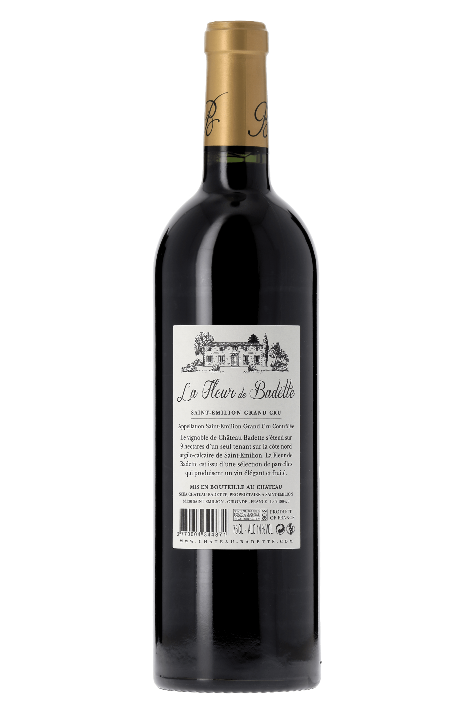 Saint-Emilion Grand Cru Fleur de Badette Château Badette 2018 - frontbs