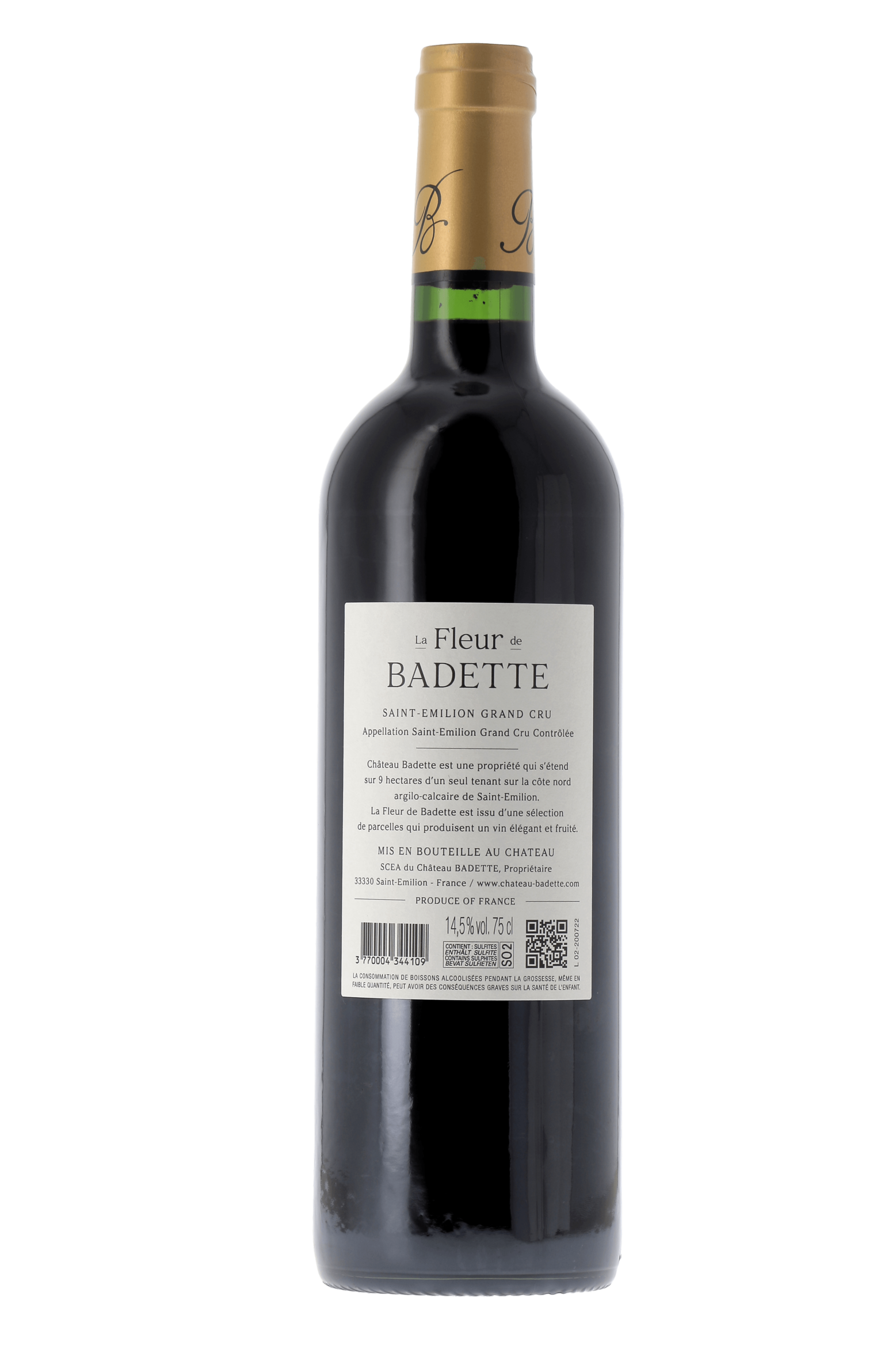 Saint-Emilion Grand Cru Fleur de Badette Château Badette 2020 - frontbs