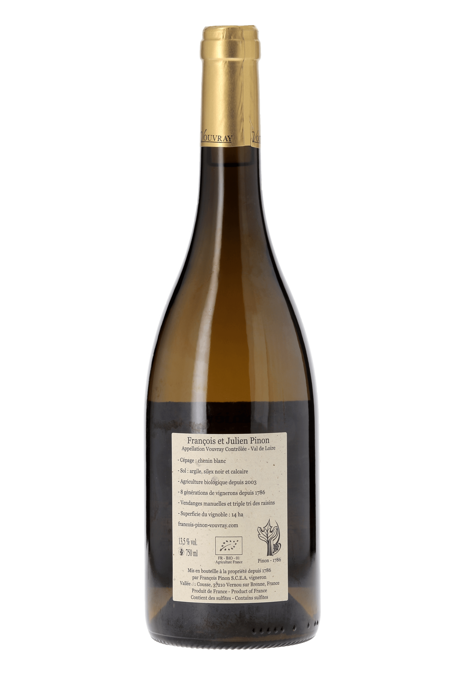 Vouvray Les Déronnières Domaine François & Julien Pinon 2020 - frontbs