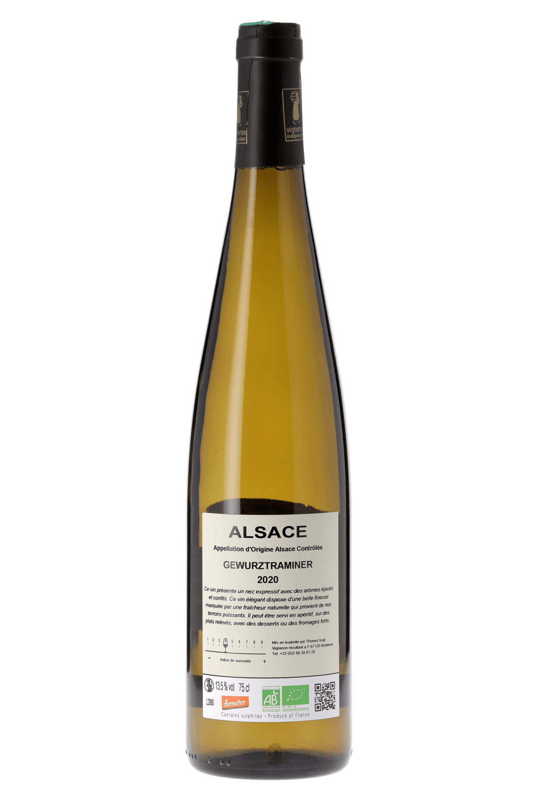 Alsace Gewurztraminer Domaine Laurent Vogt 2020 - frontbs