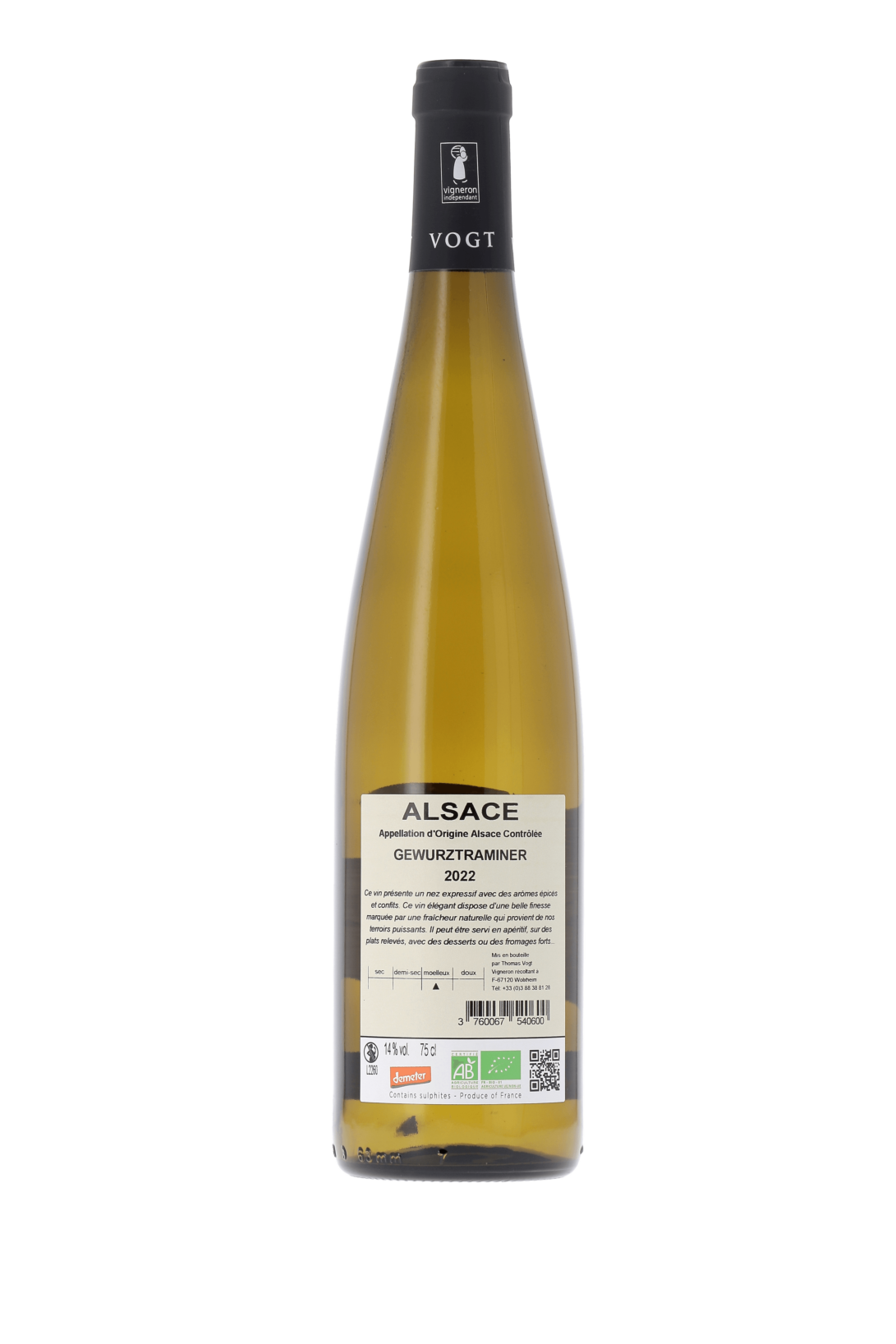 Alsace Gewurztraminer Domaine Laurent Vogt 2022 - frontbs