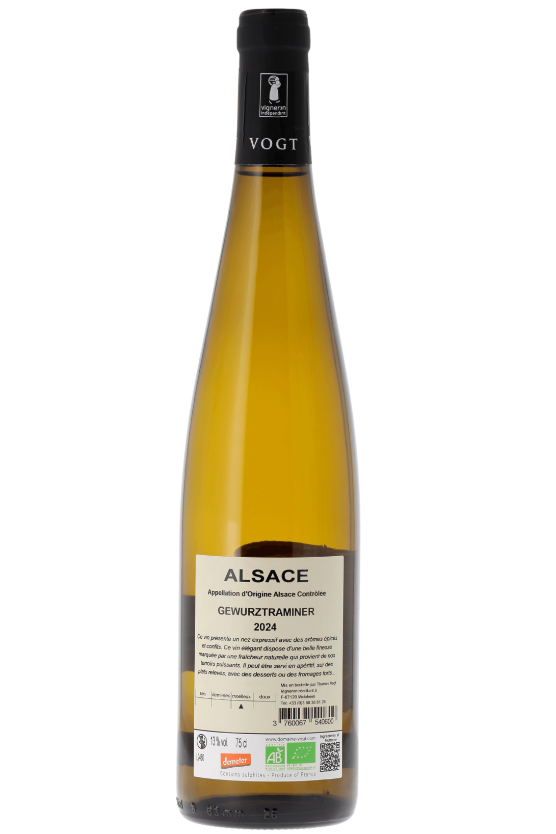Alsace Pinot Gris Domaine Laurent Vogt 2024 - frontbs