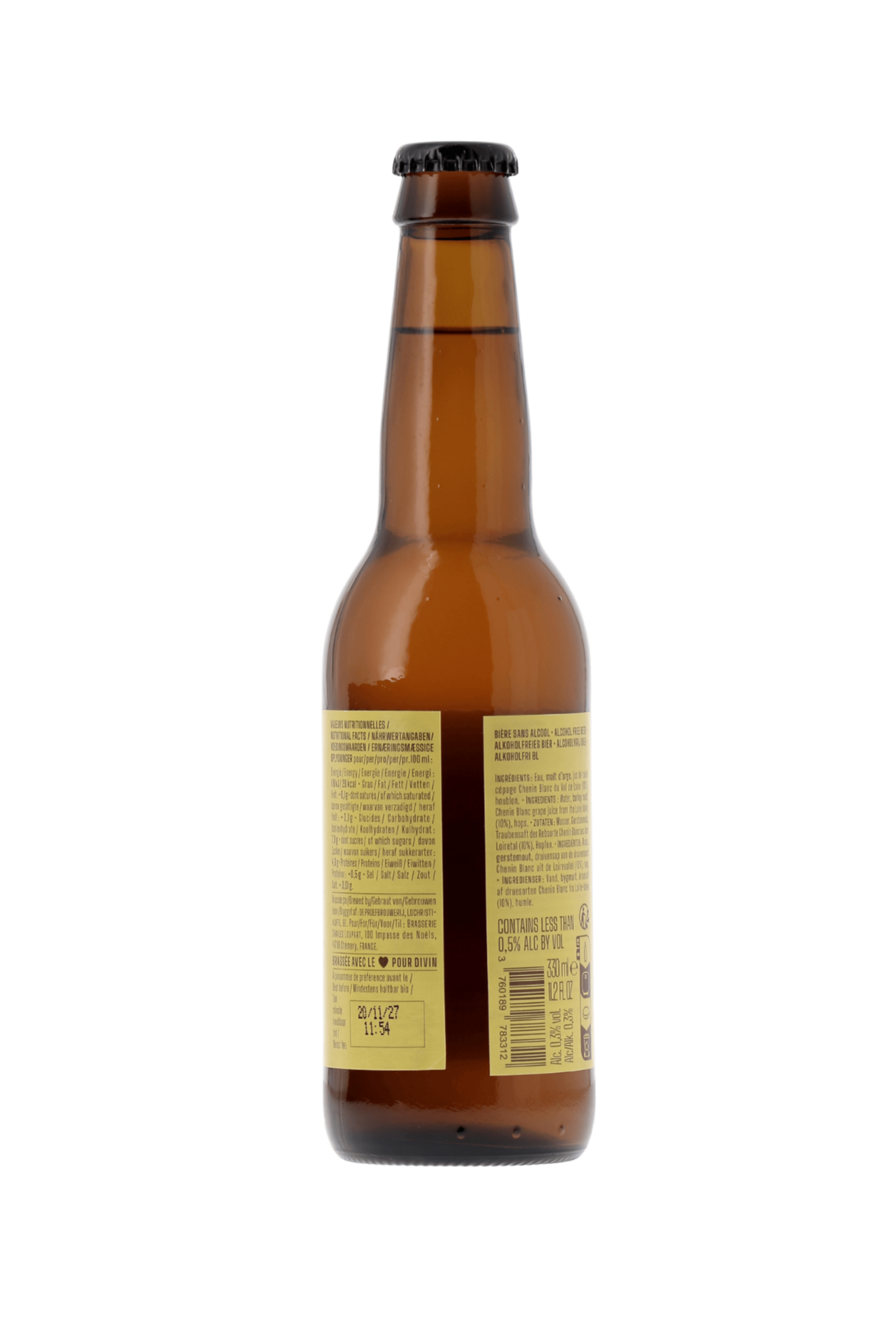 Bière des Vendanges Blonde sans alcool Chenin Blanc Divin 33cl - frontbs