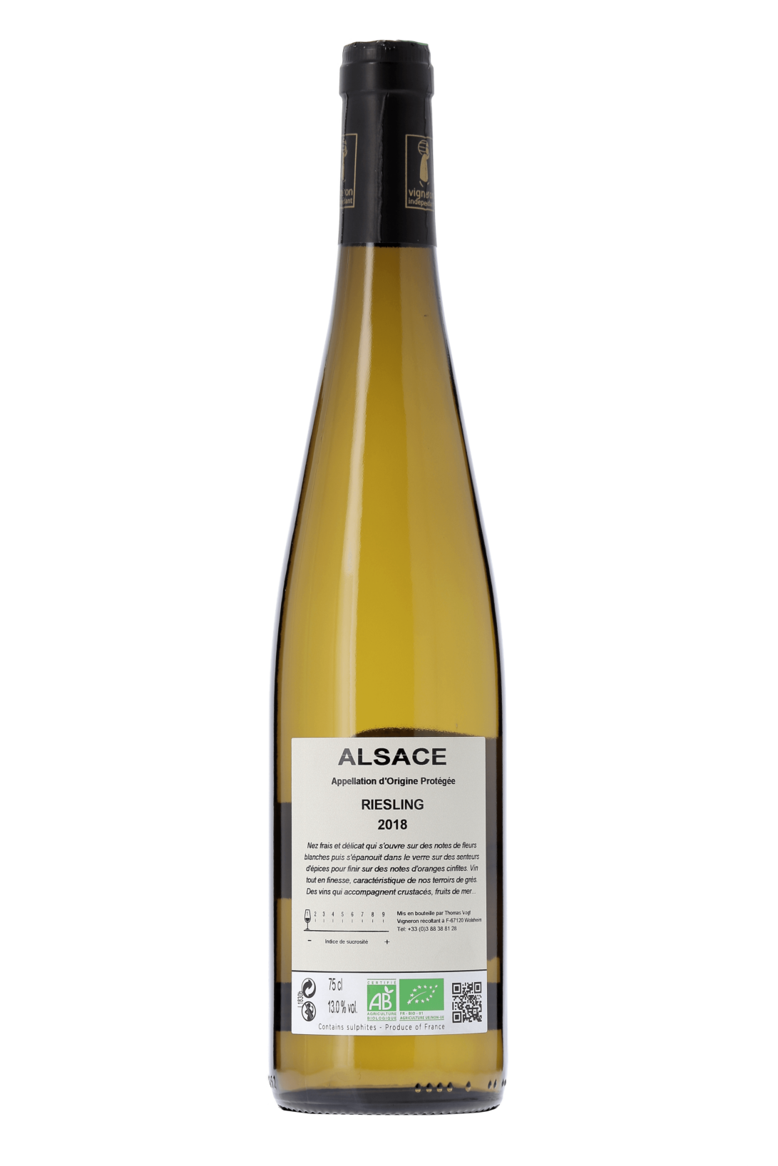 Alsace Riesling Domaine Laurent Vogt 2018 - frontbs