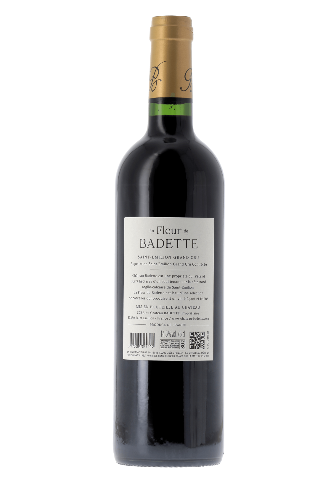 Saint-Emilion Grand Cru Fleur de Badette Château Badette 2020 - frontbs