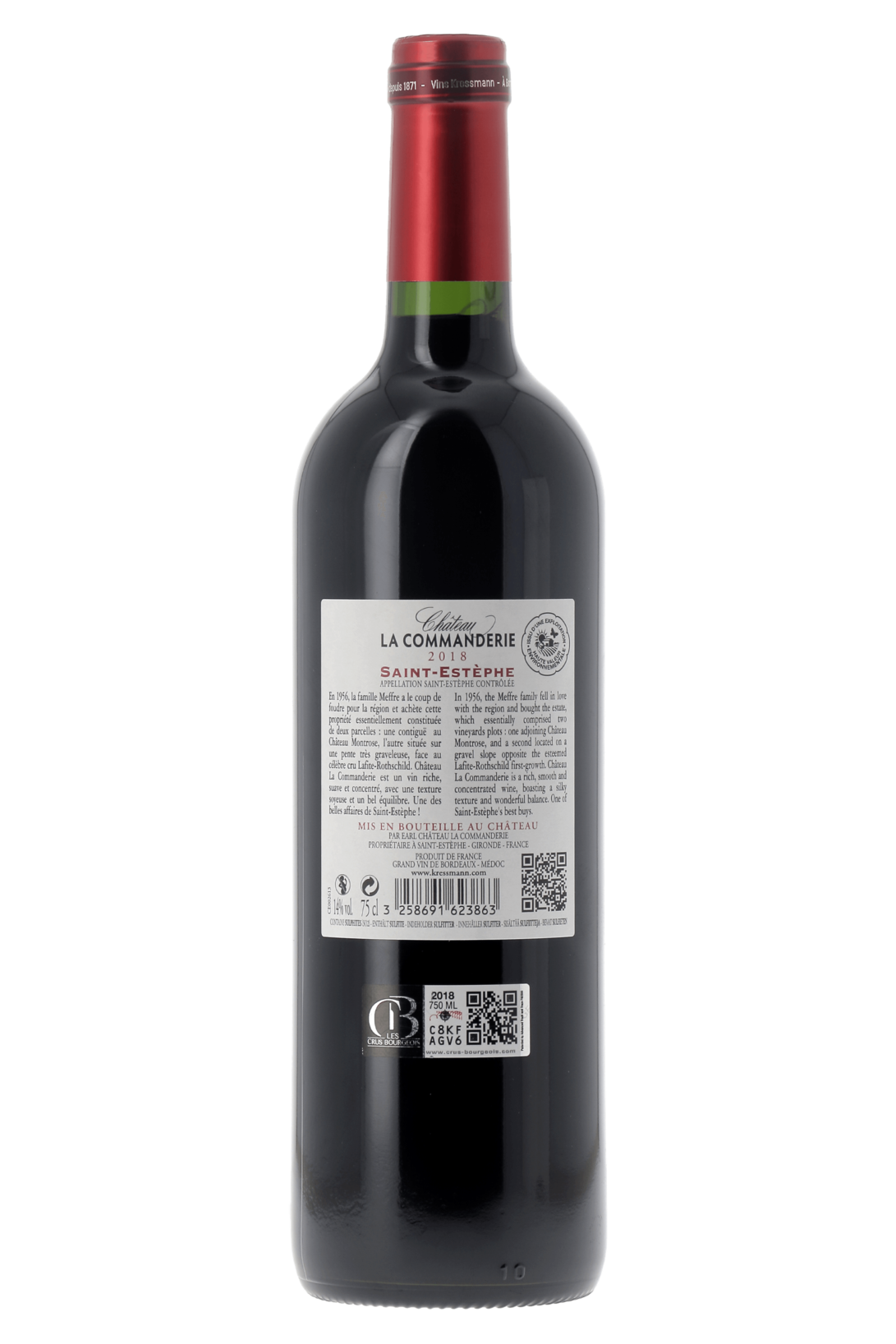 Saint-Estèphe Château La Commanderie 2018 - frontbs