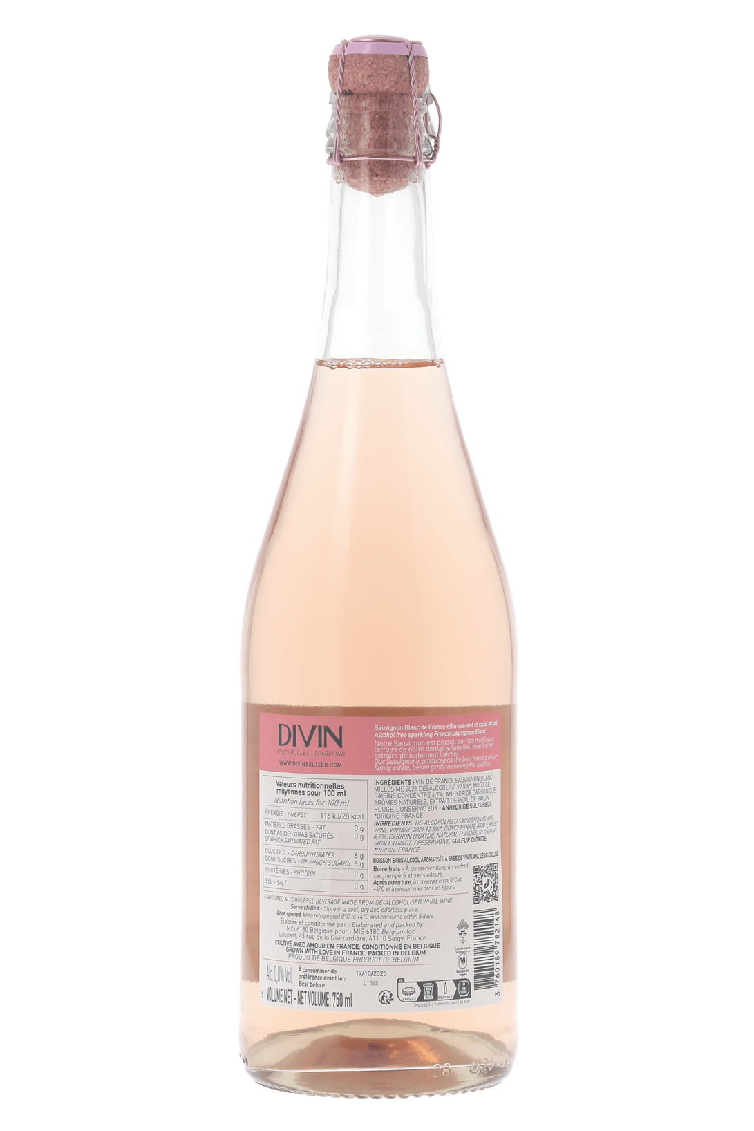 Sauvignon blanc 0.0 % Sparkling Blush - Divin - frontbs