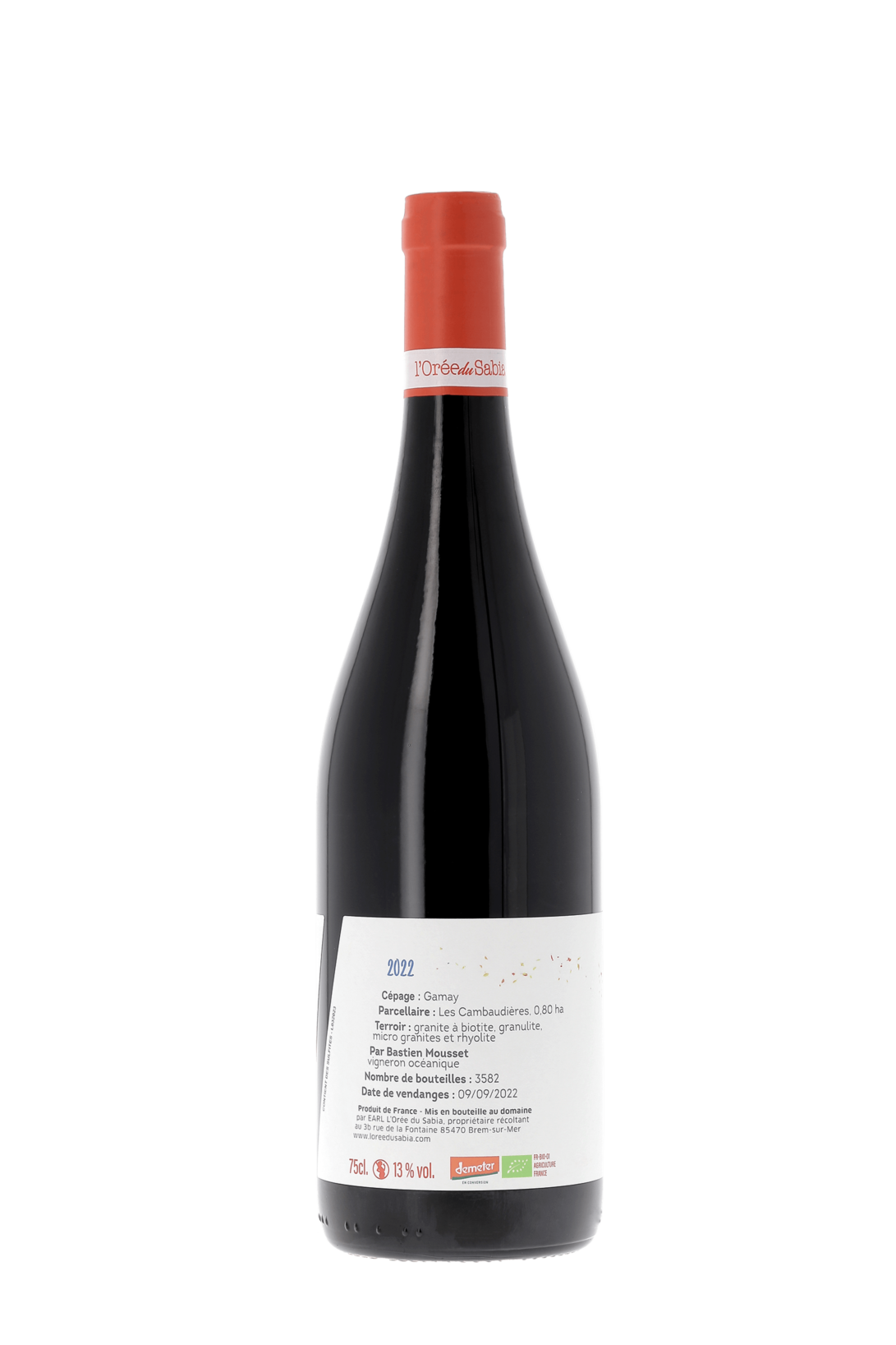 Val de Loire Les Cambaudières Domaine l'Orée du Sabia 2022 - frontbs